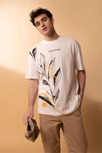 Футболка комфортного кроя с принтом из 100% хлопка