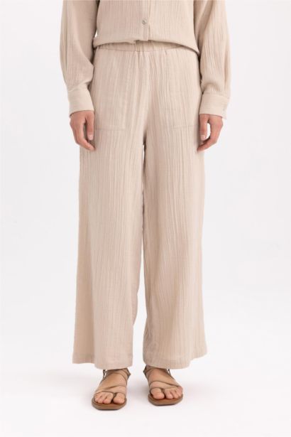 Wide Leg Muslin Trousers