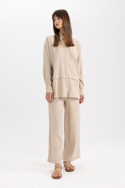 Wide Leg Muslin Trousers