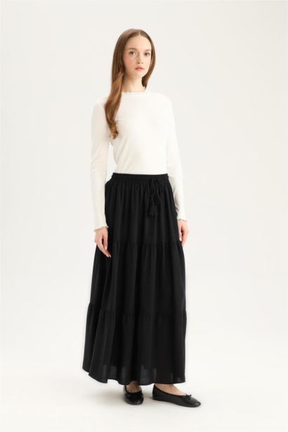 Wire Waist Viscose Maxi Skirt