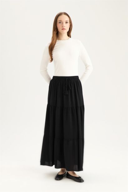 Wire Waist Viscose Maxi Skirt