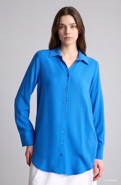 Regular Fit Shirt Collar Long Sleeve Tunic