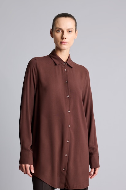 Regular Fit Düğmeli Uzun Kollu Tunik
