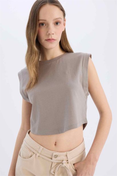 تيشيرت كروب سادة قصة فضفاضة وياخة مستديرة