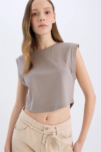 تيشيرت كروب سادة قصة فضفاضة وياخة مستديرة