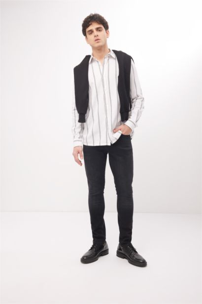 қалыпты пішім жолақ Ұзын жеңді көйлек