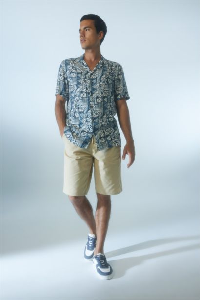 قميص فيسكوز مطبوع قصة عادية