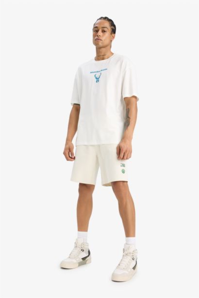 Oversized Wide Fit Crew Neck Back Printed Short Sleeve T-Shirt