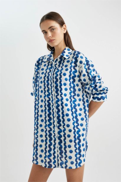 Chemise de plage en popeline à motifs