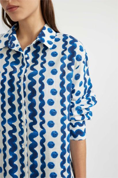 Chemise de plage en popeline à motifs