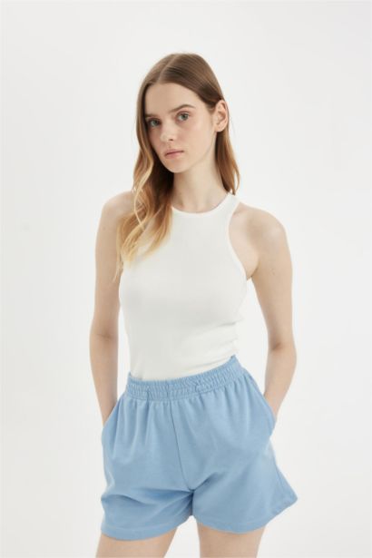 Regular Fit Thick Sweatshirt Fabric Regular Hem Shorts