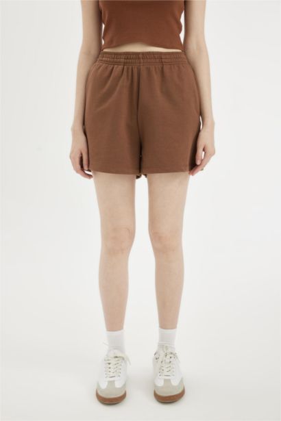 Regular Fit Thick Sweatshirt Fabric Regular Hem Shorts