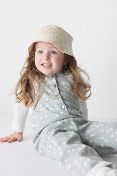 Baby Girls Floral Gabardine Jumpsuit