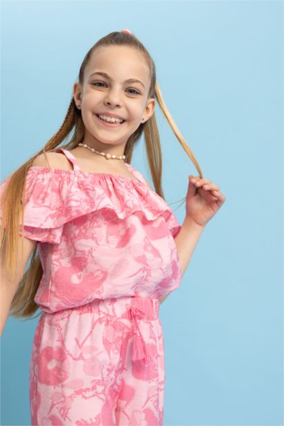 بلوزة بناتي منقوش بحمالات