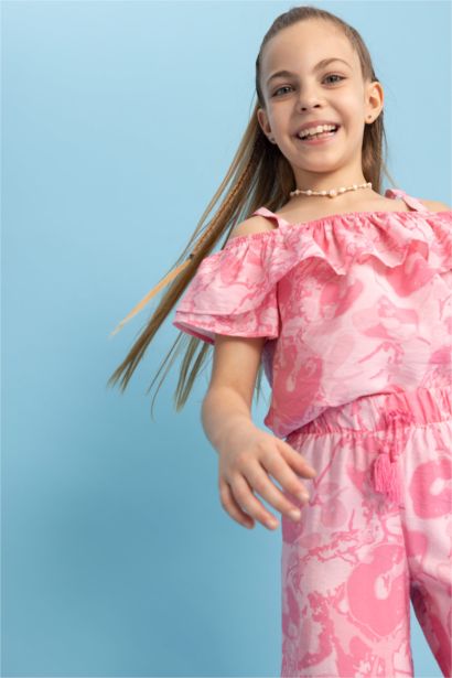 بلوزة بناتي منقوش بحمالات