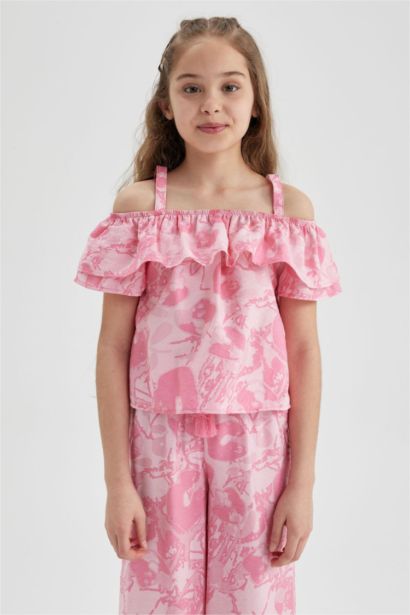 بلوزة بناتي منقوش بحمالات