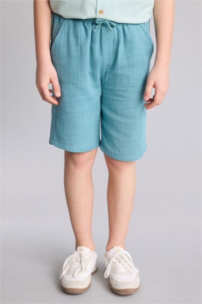Boy Elastic Waist Muslin Shorts