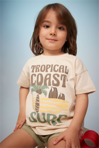 Baby Boy Palm Pattern Short Sleeve T-Shirt