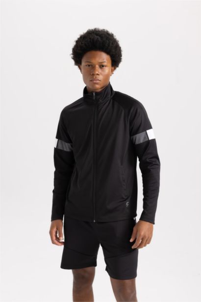 Slim Fit Scuba Fabric Zippered Sweatshirt