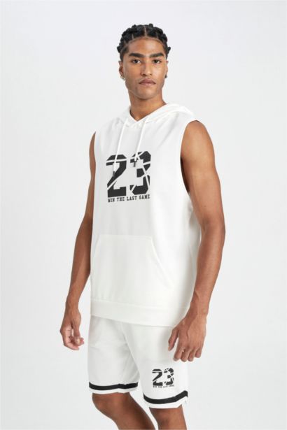 DeFactoFit Standard Fit Number Patterned Hooded Tank Top