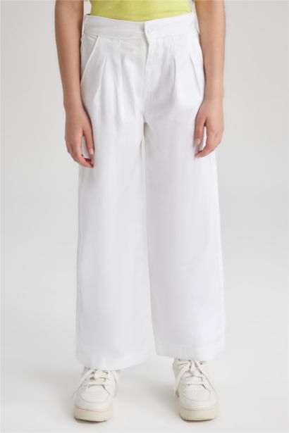Girl Wide Leg Wide Leg Gabardine Trousers