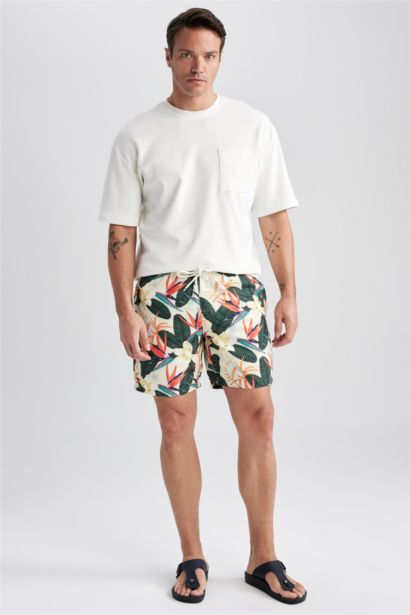 Short De Bain Tissé Coupe Régulière