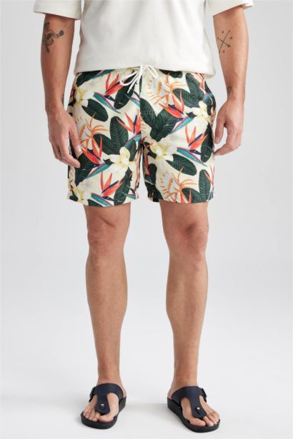 Short De Bain Tissé Coupe Régulière