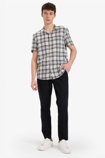 Cotton Jogger Fit Tie Waist Elastic Slim Leg Trousers