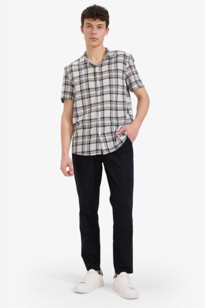 Cotton Jogger Fit Tie Waist Elastic Slim Leg Trousers