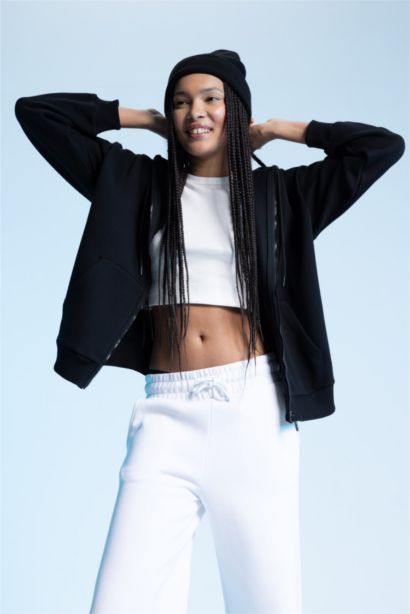 Oversize Fit Thick Sweatshirt Fabric Cardigan