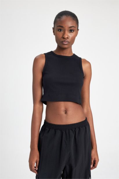 Slim Fit Crew Neck Ribbed Basic Tank Top