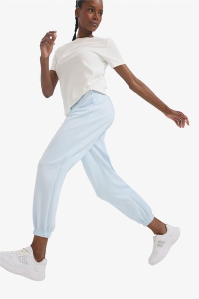 بنطلون قماش سكوبا قصة عادية بجيب مزدوج