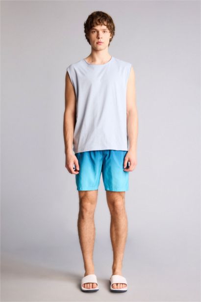 Regular Fit Gradient Printed Mesh Lined Swim Shorts