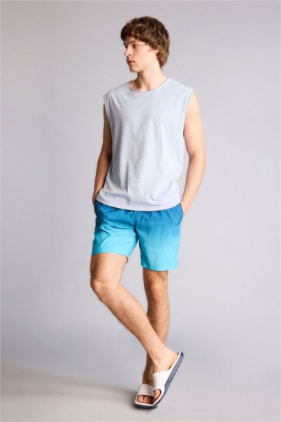 Regular Fit Gradient Printed Mesh Lined Swim Shorts