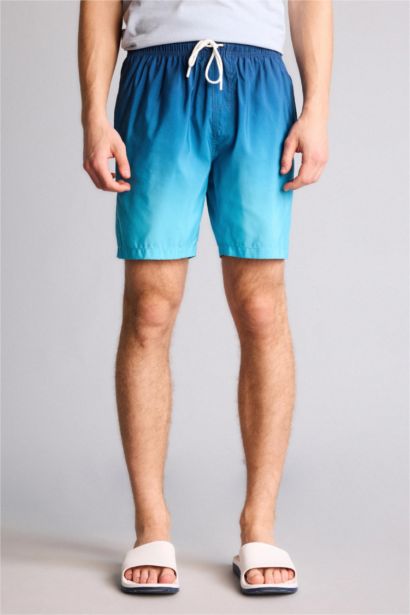 Regular Fit Gradient Printed Mesh Lined Swim Shorts