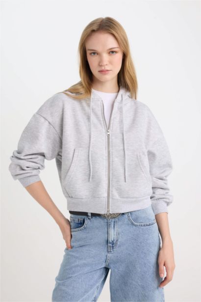 Standard Fit Basic Zip-Up Hoodie
