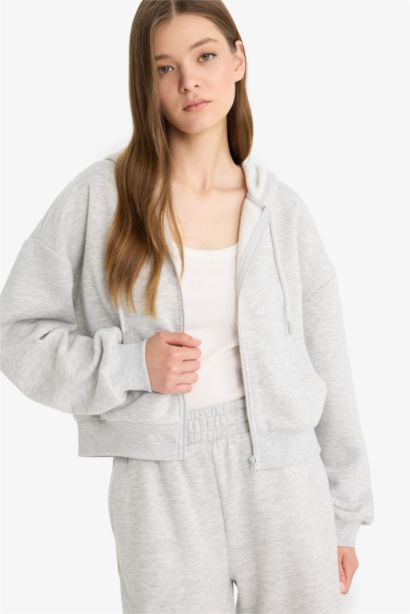 Standard Fit Basic Zippered Hoodie