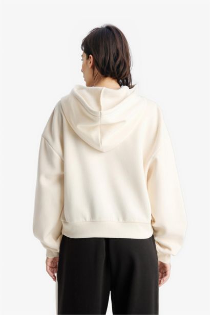 Cropped Fit Zip-Up Thick Fabric Hoodie