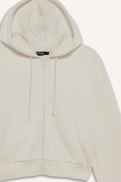Cropped Fit Zip-Up Thick Fabric Hoodie
