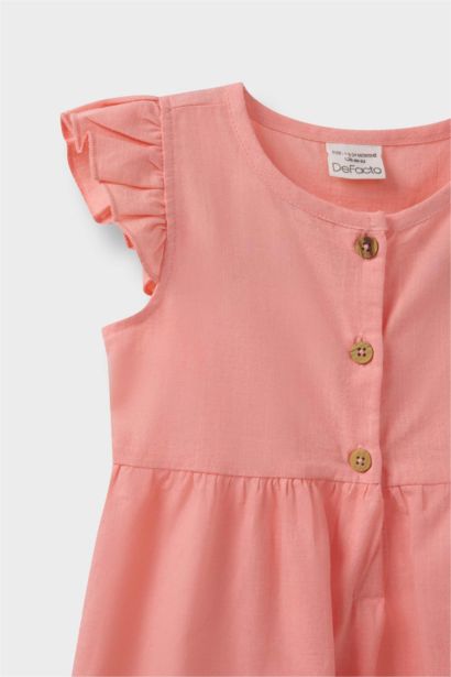 Baby Girl Basic Short Sleeve Flam Poplin Dress