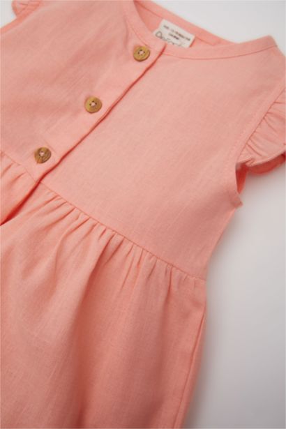 Baby Girl Basic Short Sleeve Flam Poplin Dress