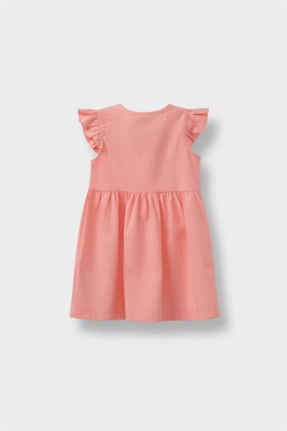 Baby Girl Basic Short Sleeve Flam Poplin Dress