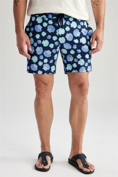 Short de Bain imprimé à coupe régulière