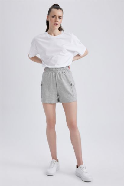 Regular Fit Thin Sweatshirt Fabric Regular Hem Shorts