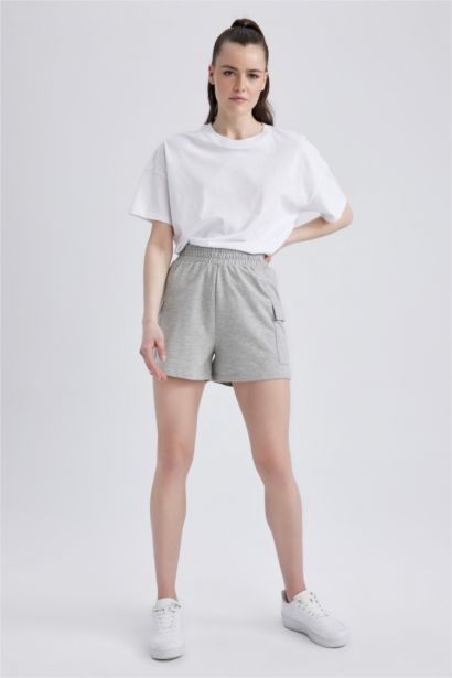 Regular Fit Thin Sweatshirt Fabric Regular Hem Shorts
