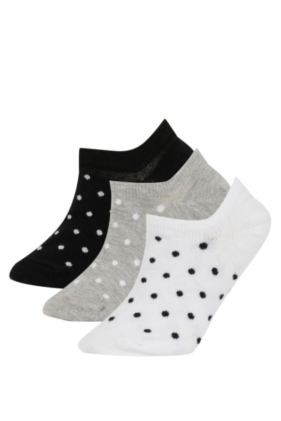 Lot de 3 paires de Chaussettes Courtes à pois en Coton pour Femme