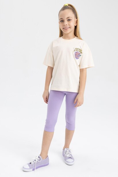 Girls Relax Fit Back Printed Short Sleeve T-Shirt