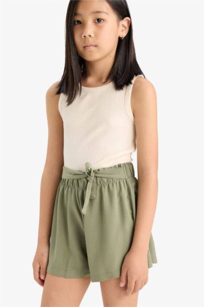 Girl Crew Neck Basic Crop Top
