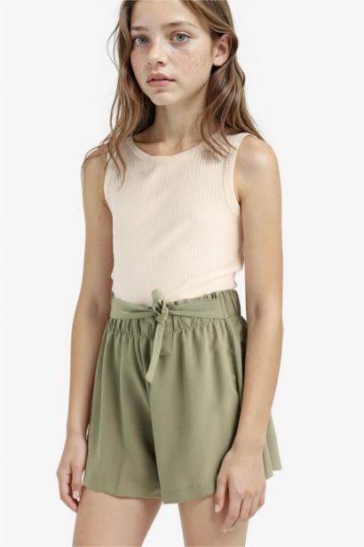 Girl Crew Neck Basic Crop Top