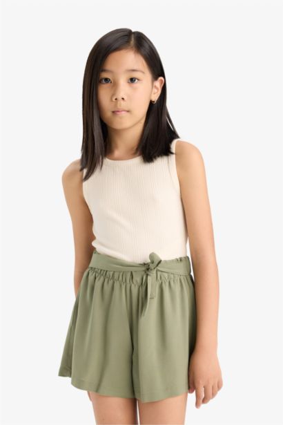 Girl Crew Neck Basic Crop Top